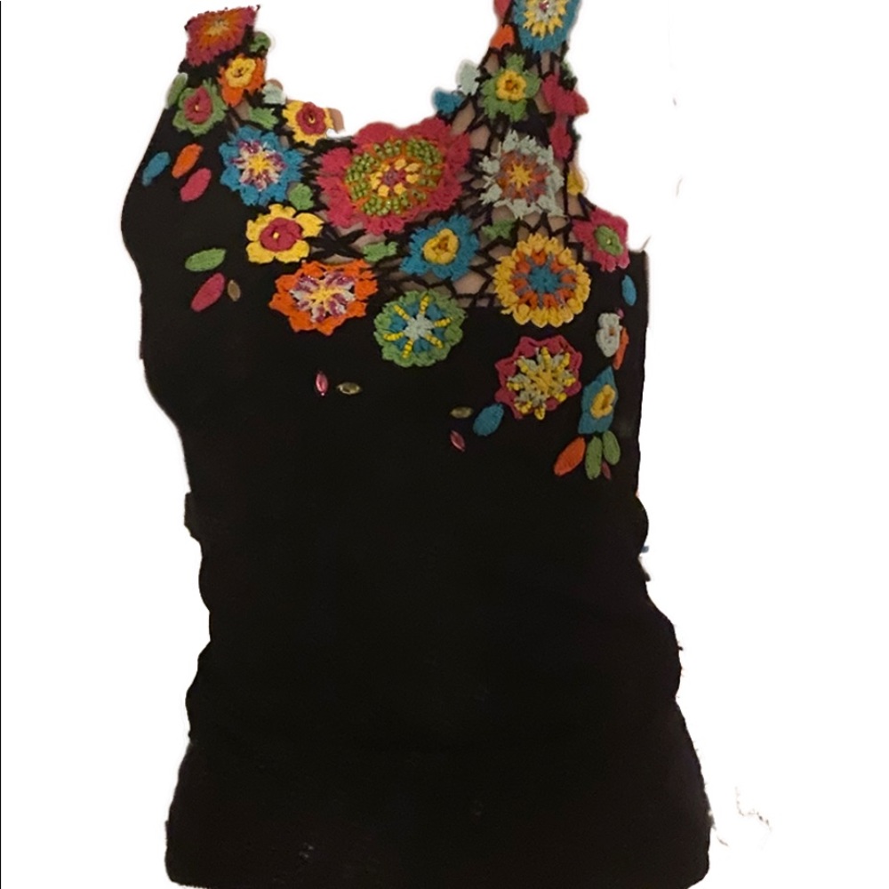 Floral crochet tank